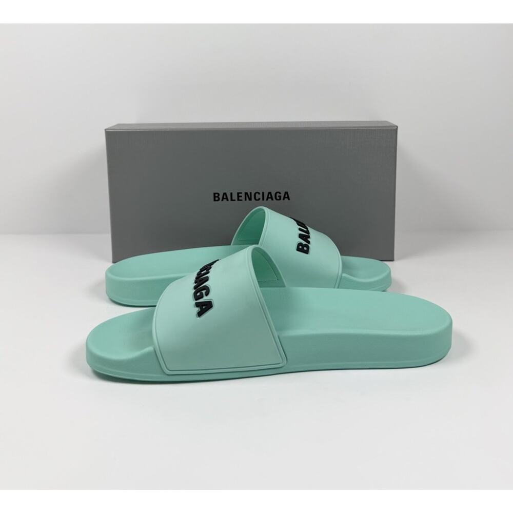 Size 11 - Balenciaga Mint Rubber Pool Sandals NEW! - Picture 5 of 9